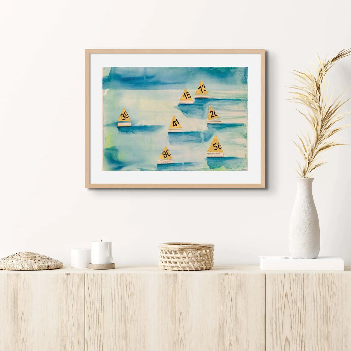 'The Regatta' Watercolour Sailing Painting | Modern Coastal Seascape Print - Unframed Wall Art