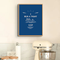 Tight Ship - Blue Bathroom Typography Art Print - Unframed Bathroom Wall Art