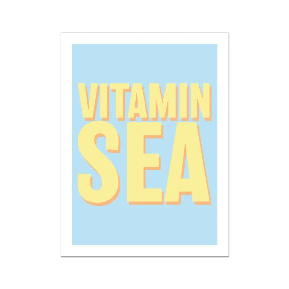 'Vitamin Sea' Typography Art Print in marine - Unframed wall art