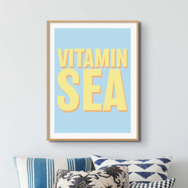 Vitamin Sea Sky Blue Word Art Print Beach House Art