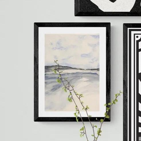 Watercolour Bay Seascape Print | Modern Coastal Painting - Unframed Beach Art Print