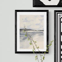 Watercolour Bay Seascape Print | Modern Coastal Painting - Unframed Beach Art Print