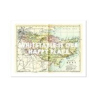 Whitstable is our Happy Place (Kent Map) Vintage Map Art - Unframed - Beach House Art