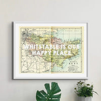 Whitstable is our Happy Place (Kent Map) Vintage Map Art - Unframed - Beach House Art