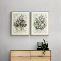Wild Waters (Lake District Map) Vintage Map Art - Unframed - Beach House Art