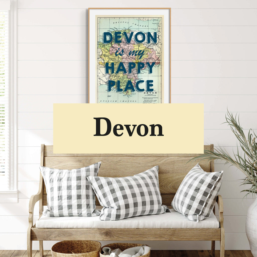 Vintage Devon Map Art Prints Beach House Art