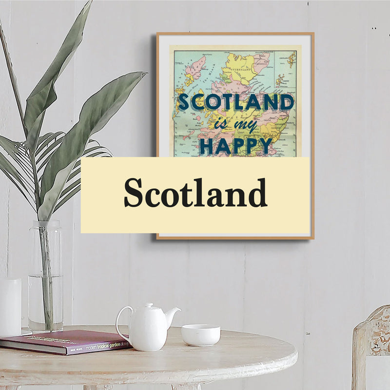 Scotland Map Art Beach House Art