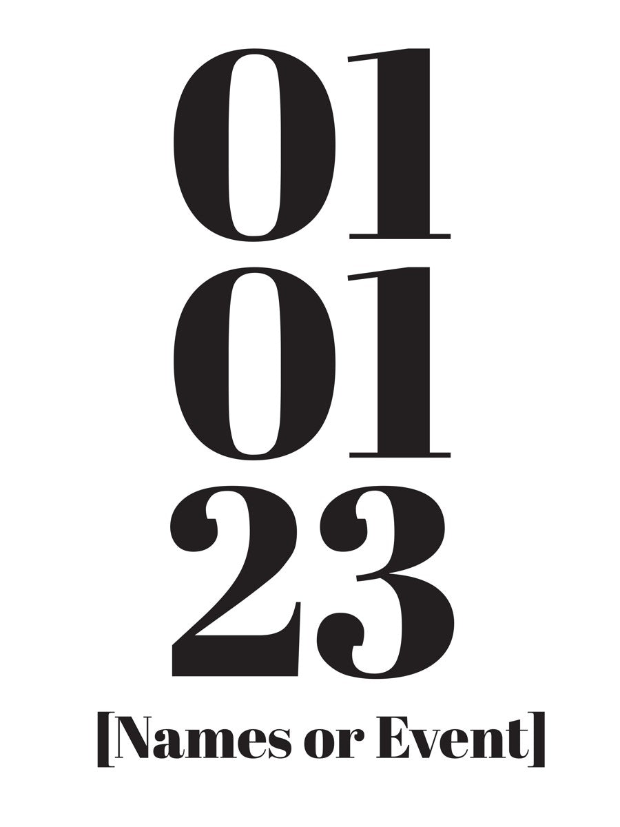 Personalised Date Art | Custom Date Print | Black & White – Beach House Art
