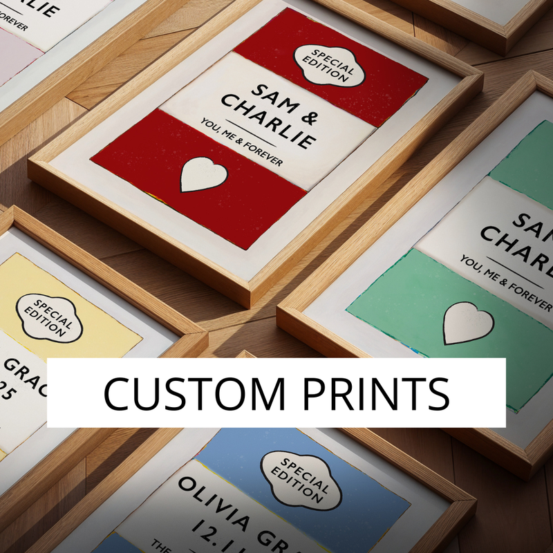 custom art prints framed on the floor - set of framed personalised art prints