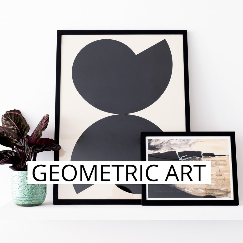 Geometric black and beige art print