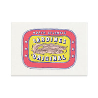 Sardine Tin Painting | Red & Yellow Tin of Sardine Print | Colourful Kitchen Art - Unframed