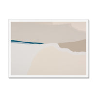 Abstract art print with a blue line on a beige background