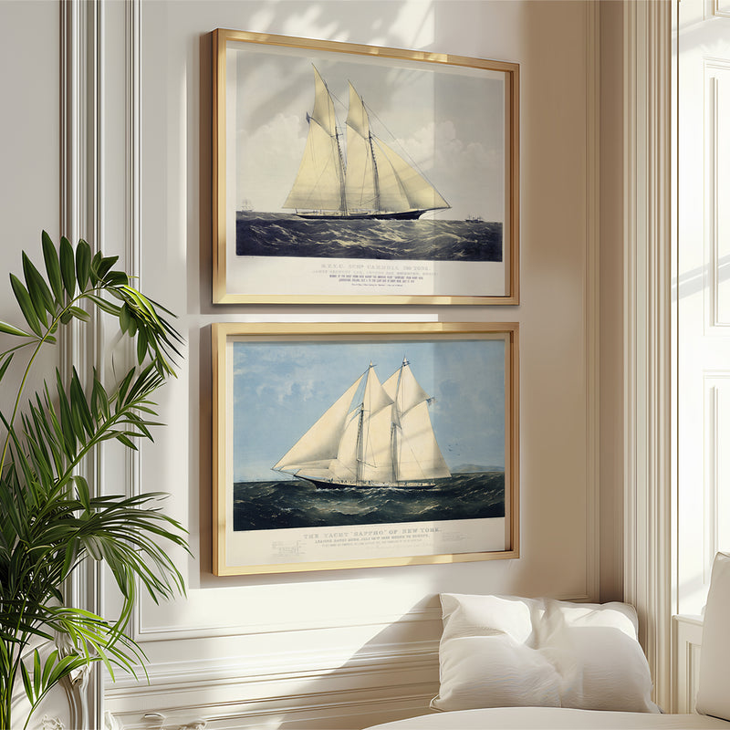 Vintage Ship Print | Cambria Sailing Yacht Art Print - Unframed