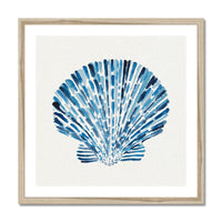 Framed artwork of a blue shell design on a white background