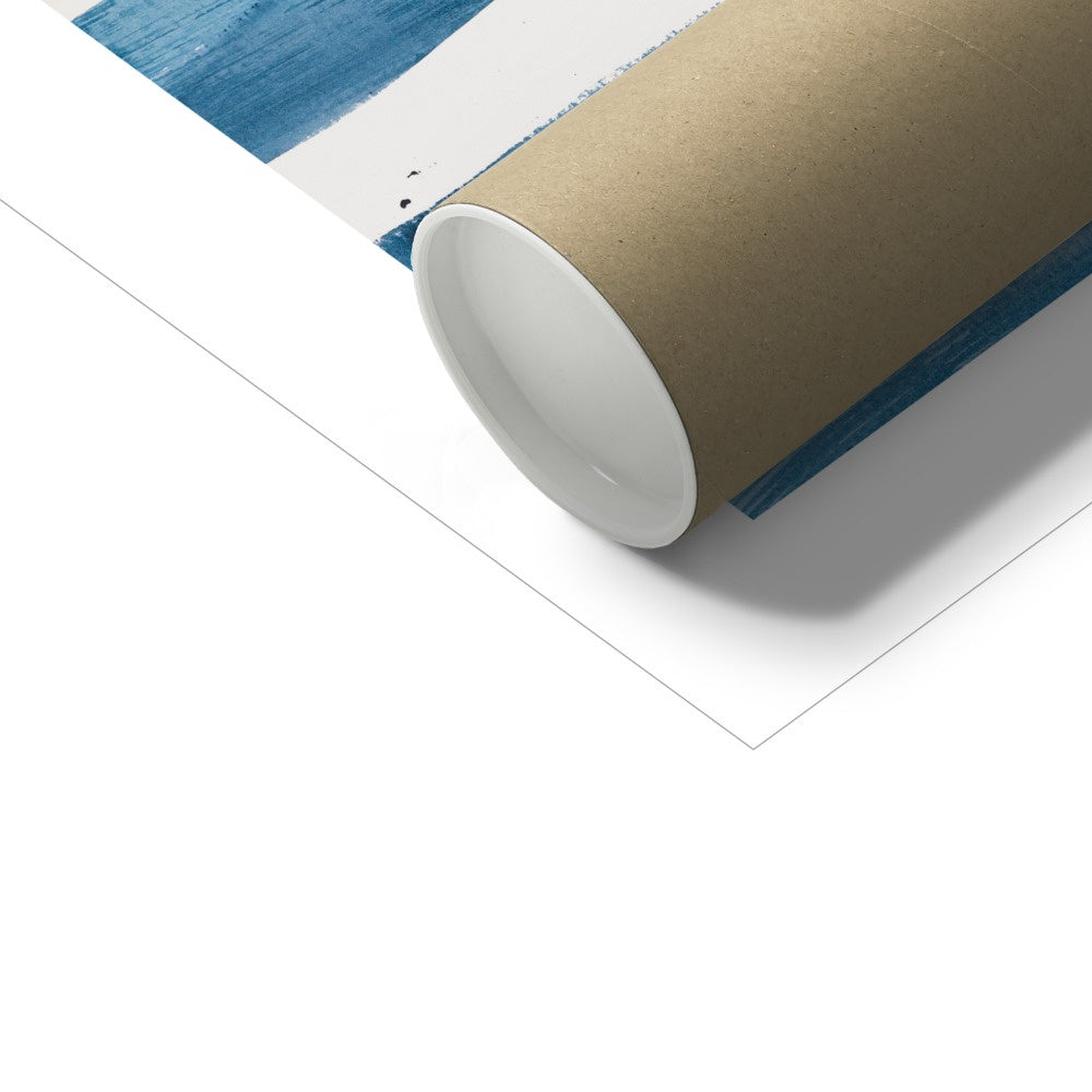 Sea Blue Wave Art 2 | Abstract Lines Painting - Unframed