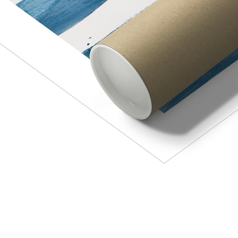 Sea Blue Wave Art 2 | Abstract Lines Painting - Unframed