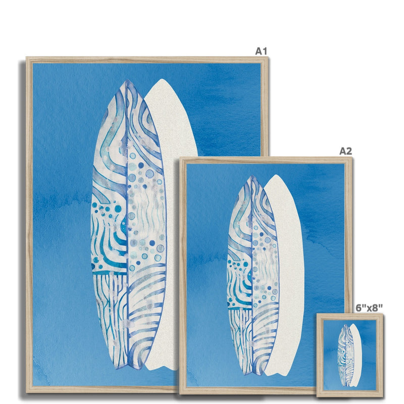 Surfboard Art Print | Beach Art | Two Surfboards Art  - Framed