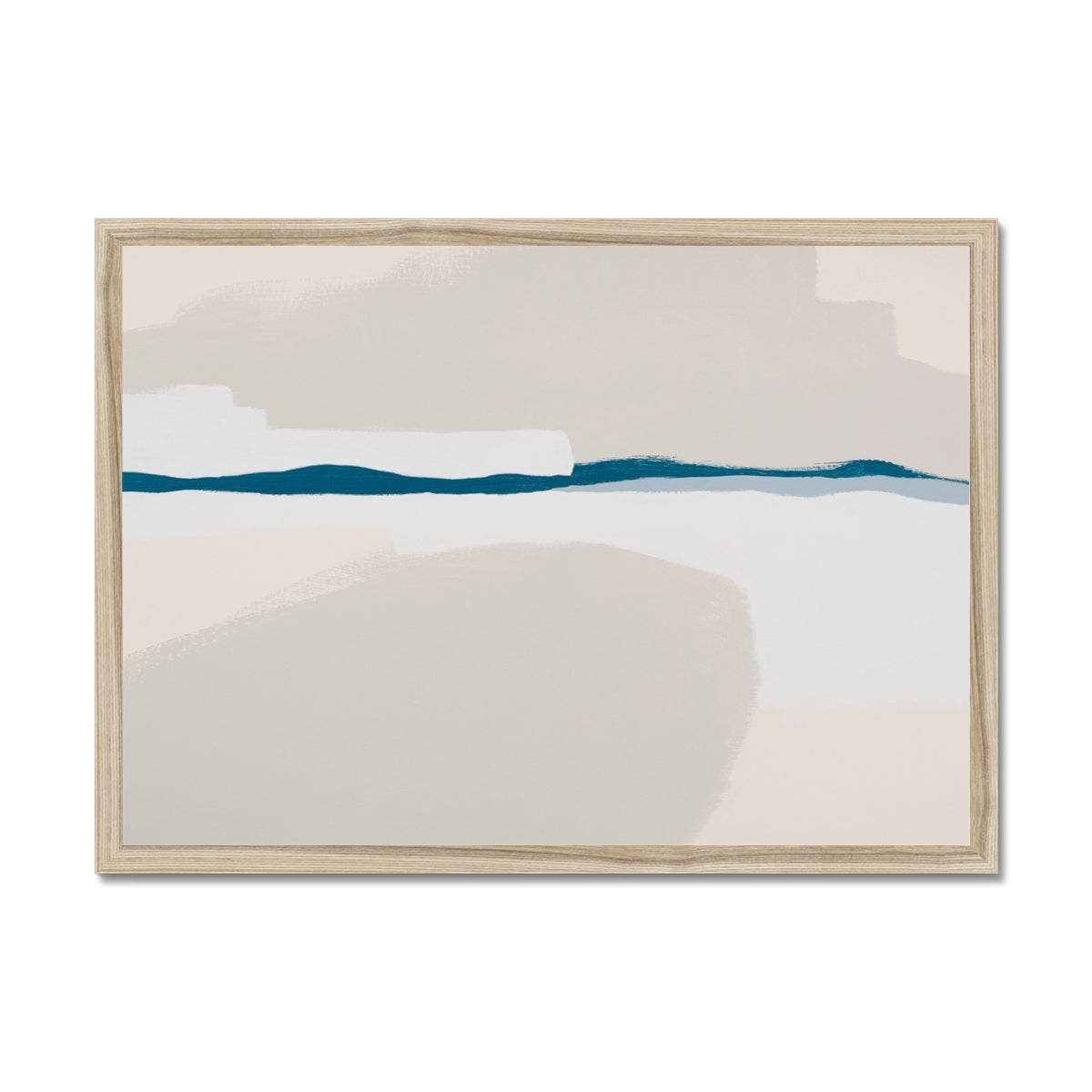 Framed abstract art with wavy lines on a white background