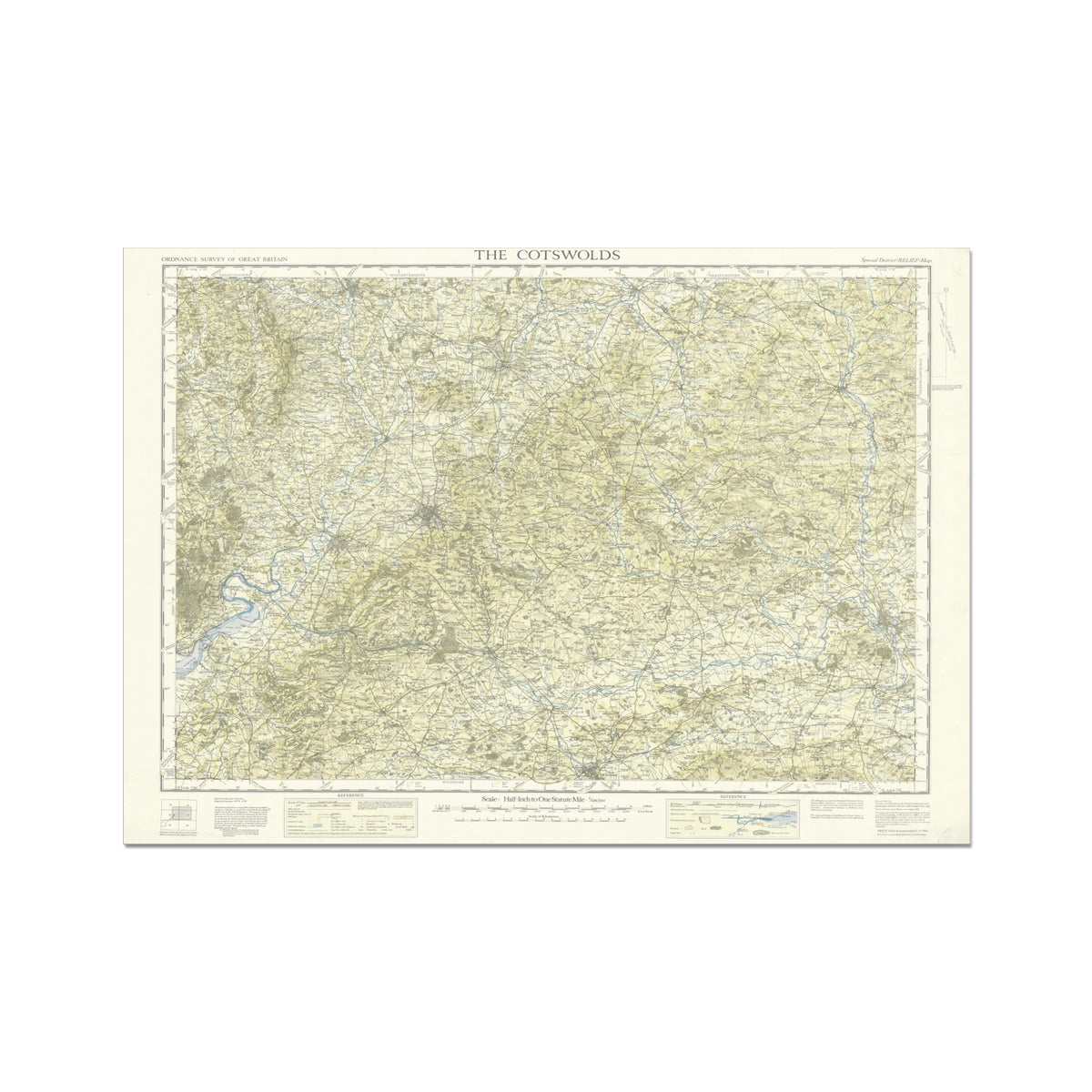 Vintage map of The Cotswolds on a white background