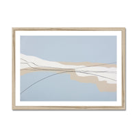 Framed abstract art with wavy lines on a light blue background