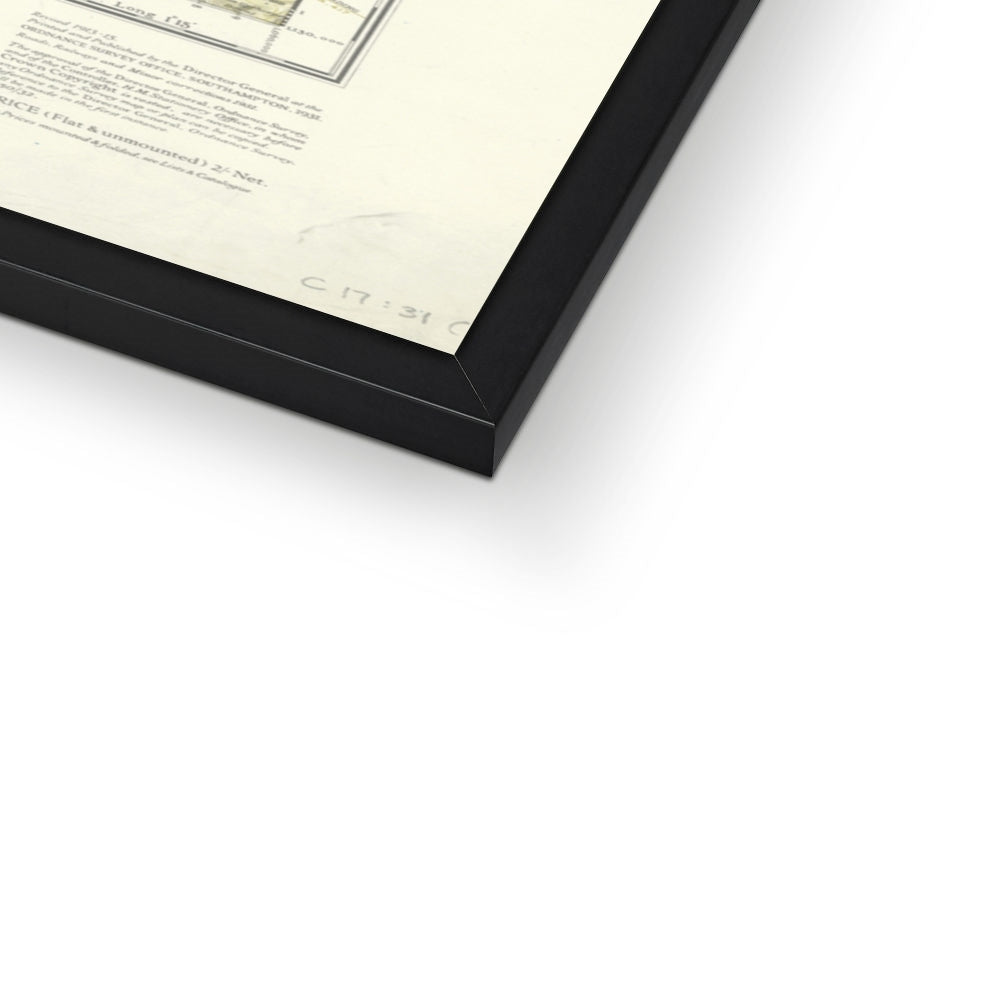 Framed mapwith a black frame on a white background