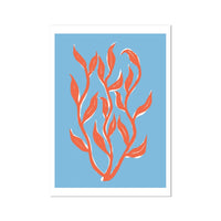 Abstract Colourful Seaweed Art Print No 1 | Coastal Graphic Wall Decor | Handcrafted Lino Cut Design - Unframed