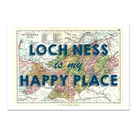Loch Ness Map Print | My Happy Place Navy - Unframed