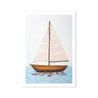 Sailboat painting on water with a white background
