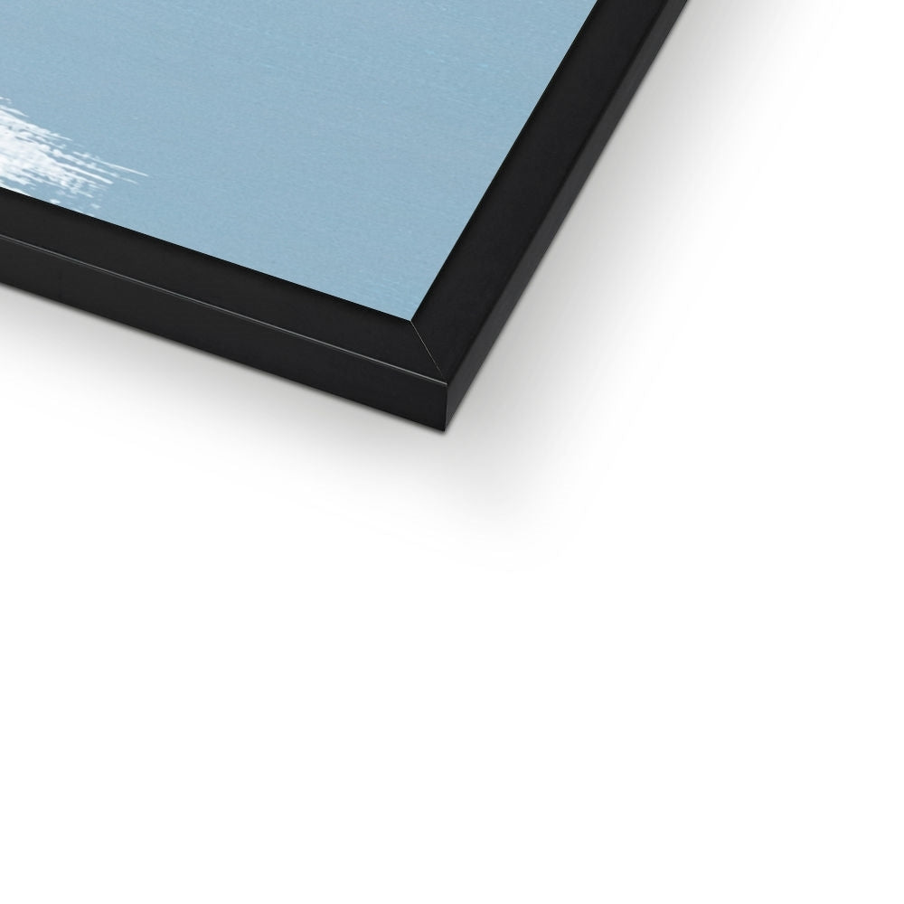 Framed artwork with a black frame on a white background