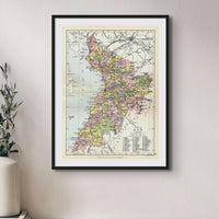 Ayr Map Print | Vintage Ayrshire Map Print - Framed