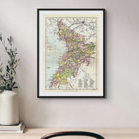 Ayr Map Print | Vintage Ayrshire Map Print - Framed
