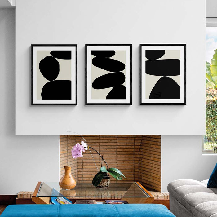 Set of Three Black Balancing Stones - Unframed