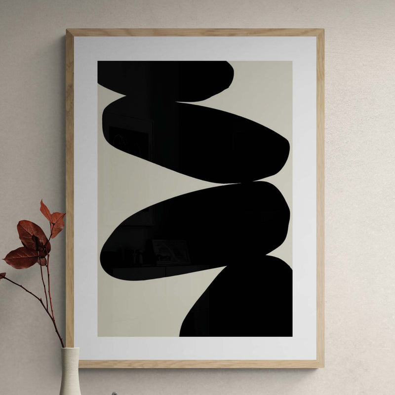 Set of Three Black Balancing Stones - Unframed