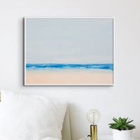 Beach On a Clear Day | Blue Sea Painting - Unframed Wall Art