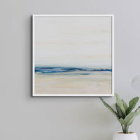 Coastal Study | Square Beach Painting | Abstract Beach Painting - Framed Canvas