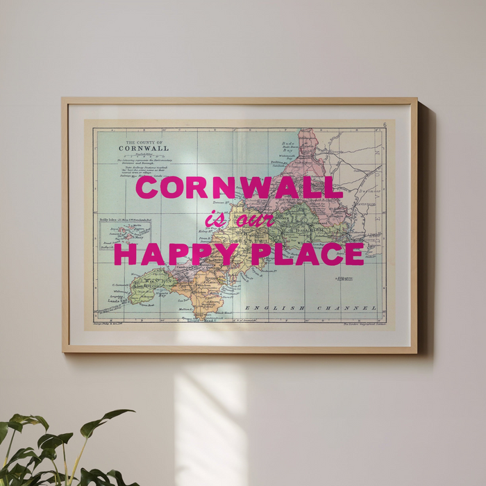 Custom Map Print for Any Location | Personalised Vintage Map Print | Pink Font