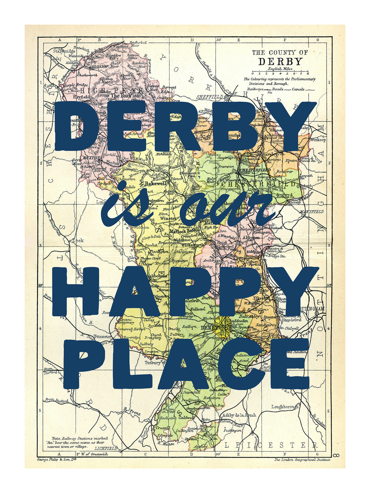 Personalised Vintage Map Print | Custom Location Gift | Favourite Place Art