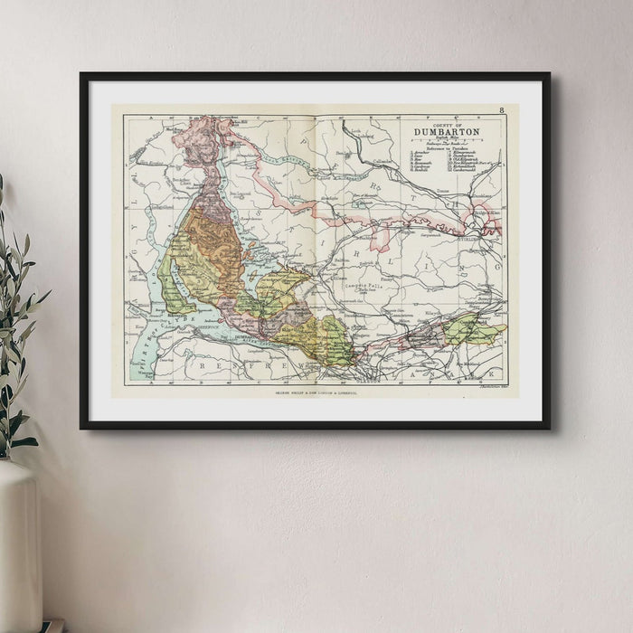 Dumbarton and Loch Lomond Map Print - Unframed