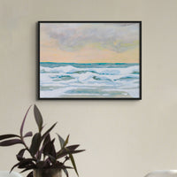 Dusk Sea Painting | Beach Painting - Framed Sunset Print