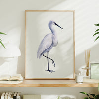 Set of Three White Egret Prints | Natural Background | Watercolour Bird Paintings -  Unframed