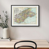 Fife and Kinross Map Print | Vintage Scotland Map - Framed