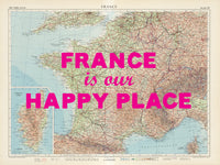 Custom Map Print for Any Location | Personalised Vintage Map Print | Pink Font