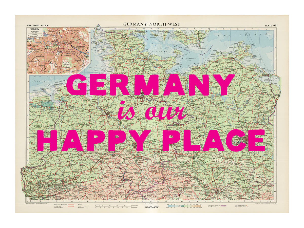 Custom Map Print for Any Location | Personalised Vintage Map Print | Pink Font