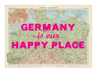 Custom Map Print for Any Location | Personalised Vintage Map Print | Pink Font