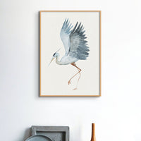 Set of Three Heron Prints - Unframed Set Beach House Art - Vintage bird paintings
