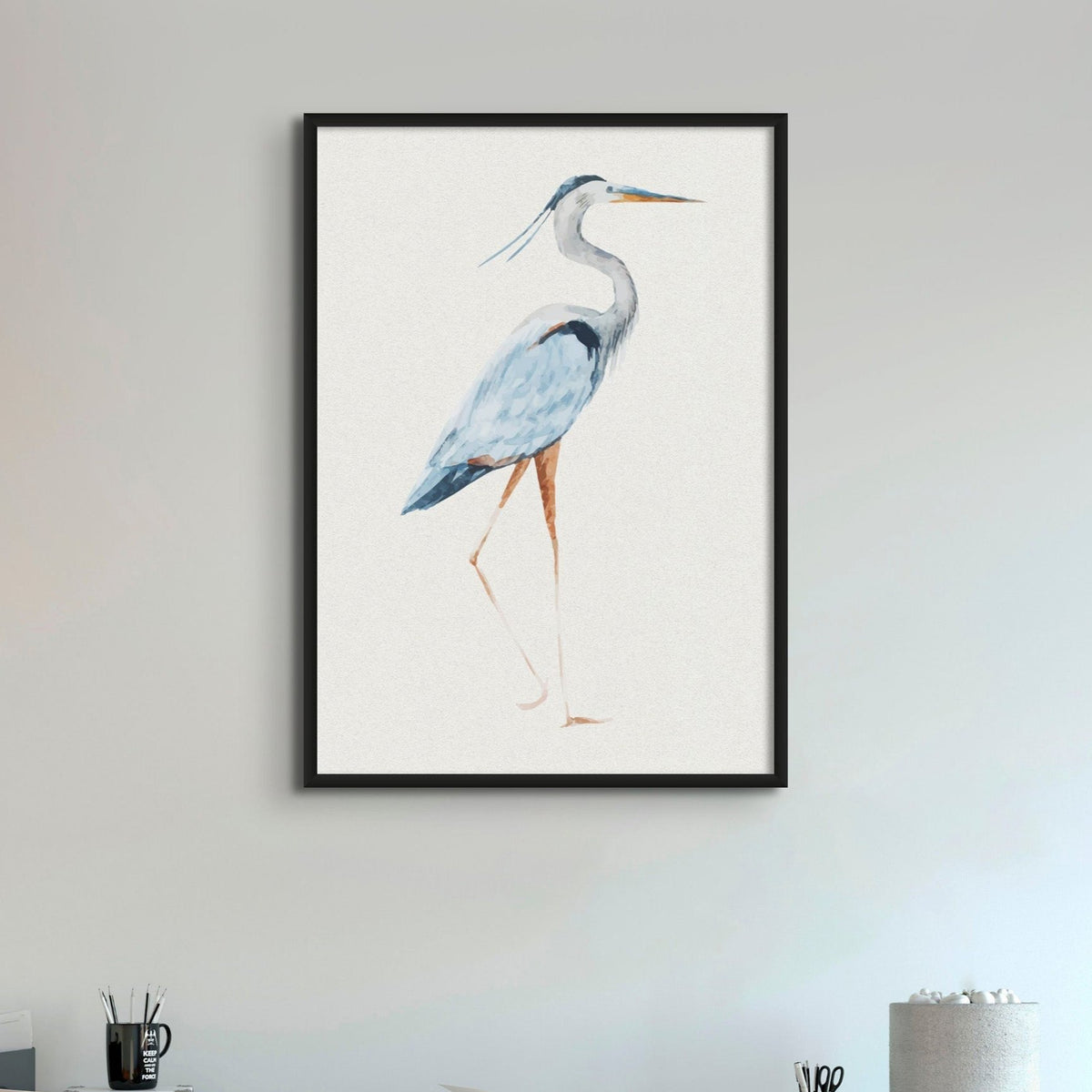 Set of Three Heron Prints - Unframed Set Beach House Art - Vintage bird paintings