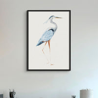 Set of Three Heron Prints - Unframed Set Beach House Art - Vintage bird paintings