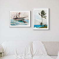 Sailing Schooner Painting | Vintage Watercolour Boat Painting Print - Unframed