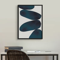 Abstract Blue Art Print | Abstract Solid Shape Art - Framed Wall Art