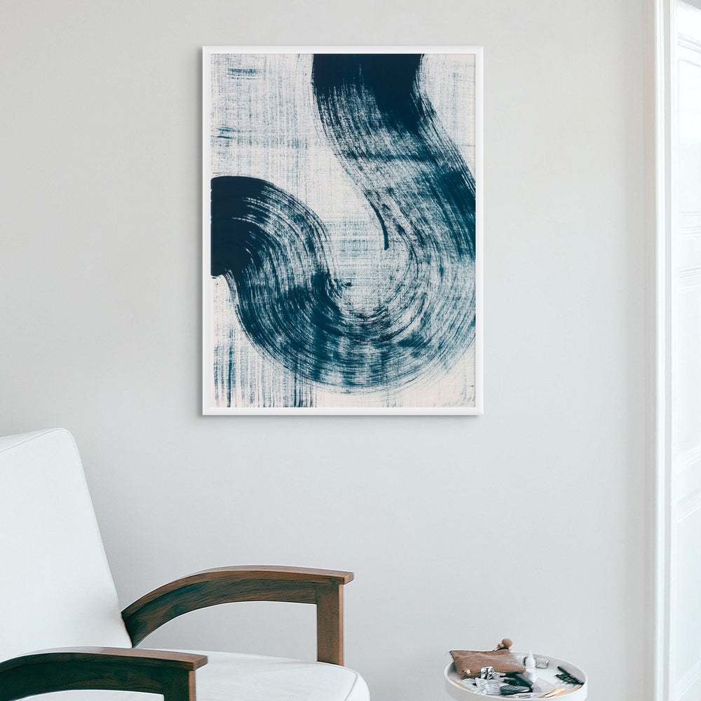 Abstract Ink Wave Art Print No 3 - Framed – Beach House Art